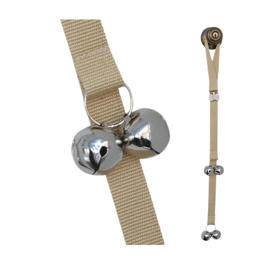 Bamboo Webbing PoochieBells Wheat Premium Dog Potty Training Doorbell